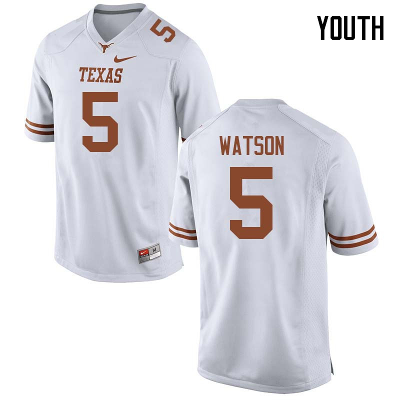 Youth #5 Tre Watson Texas Longhorns College Football Jerseys Sale-White - Click Image to Close